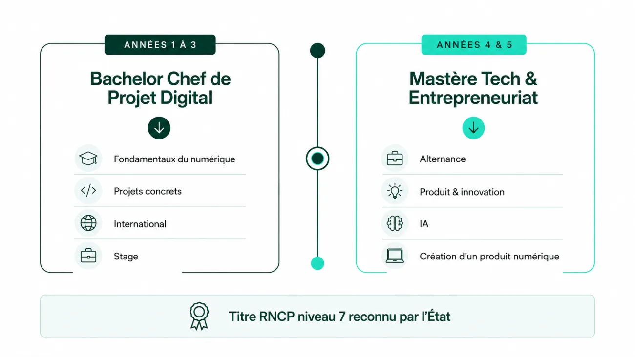 Timeline Bachelor chef de projet et Mastère Tech